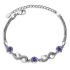 Stylish Silver Bracelet With Purple Zircons & Loop Pattern