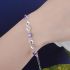 Stylish Silver Bracelet With Purple Zircons & Loop Pattern