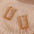 Golden Square Bamboo Shape Hoop Earrings