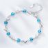 Silver Bracelet With Blue Zircons & Hearts