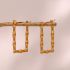 Golden Square Bamboo Shape Hoop Earrings