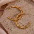 Golden Circle Bamboo Shape Hoop Earrings