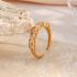 Golden Vintage Style Leave Shape Zircons Adjustable Ring