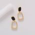 Trendy Rectangle Drop Black Earring