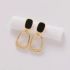 Trendy Rectangle Drop Black Earring