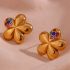 Colorful Zircon Flower Stud Earrings
