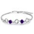 Stylish Silver Bracelet With Purple Zircons & Heart Pattern