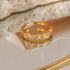 Golden Vintage Style Leave Shape Zircons Adjustable Ring