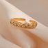 Golden Vintage Style Leave Shape Zircons Adjustable Ring