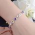 Stylish Silver Bracelet With Purple Zircons & Loop Pattern