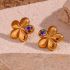 Colorful Zircon Flower Stud Earrings