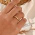 Golden Vintage Style Leave Shape Zircons Adjustable Ring