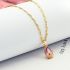 Luxurious Golden Necklace With Pink Zircon Pendant