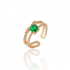 Royal Golden Adjustable Ring With Green Stone