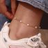 Golden Anklet With Pearl Beeds