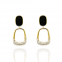 Trendy Rectangle Drop Black Earring