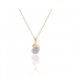 Golden Necklace With Opal Charm Pendant