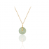 Golden Necklace With Green Rounded Stone Pendant