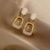 Trendy Rectangle Drop White Earring