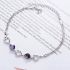 Stylish Silver Bracelet With Purple Zircons & Heart Pattern